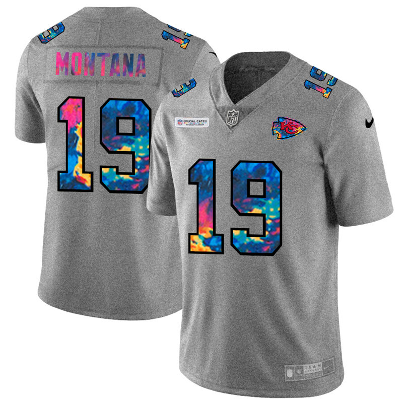 NFL Kansas City Chiefs #19 Joe Montana Men Nike MultiColor 2020  Crucial Catch  Jersey Grey->kansas city chiefs->NFL Jersey